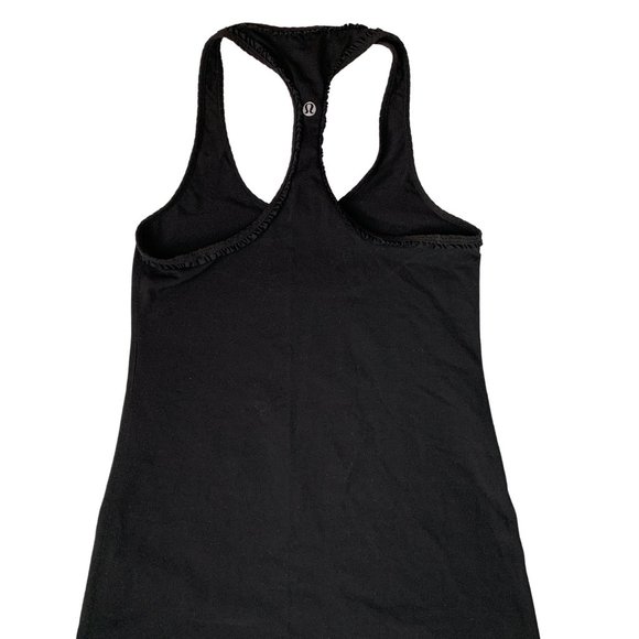 Lululemon Cool Racerback Tank Black Ruffles Sz 6